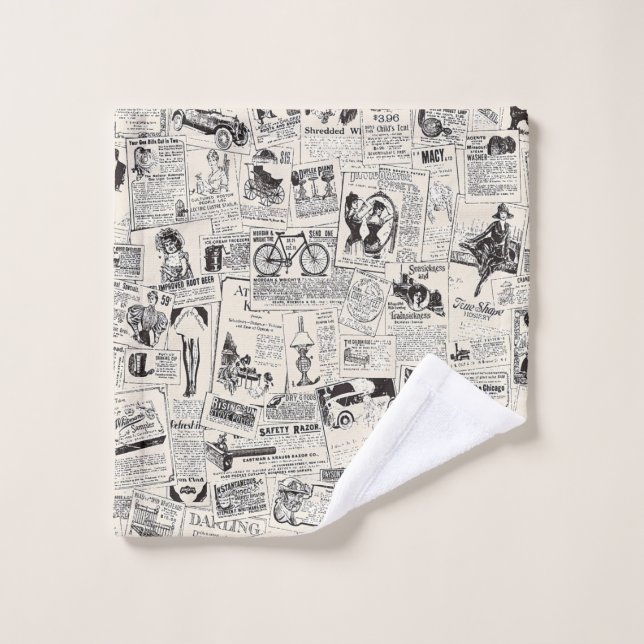 Vintage Newspaper   Wash Cloth (Wash Cloth)