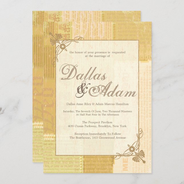 Vintage Newspaper, Wedding Invitations (Front/Back)
