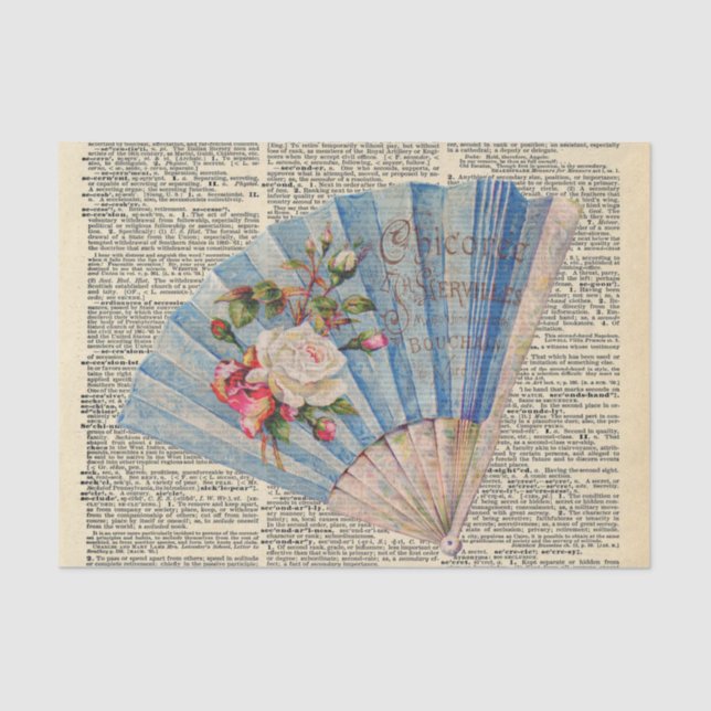 Vintage Newspaper with French Fan Decoupage Tissue Paper (Front)