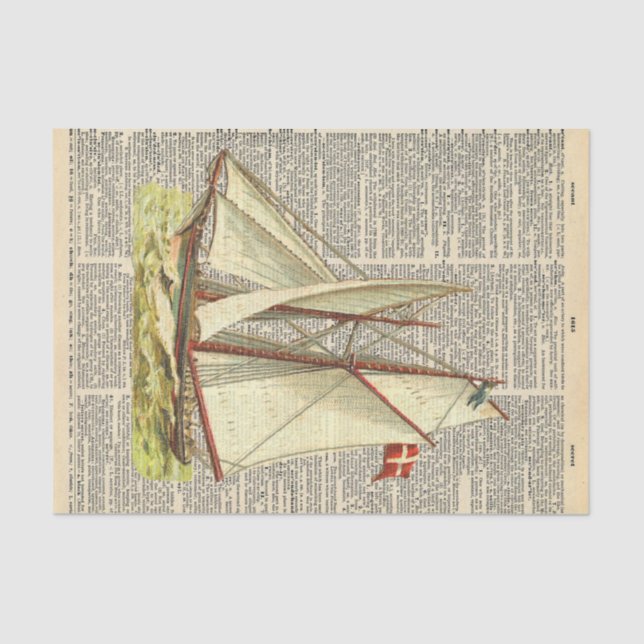 Vintage Newspaper with Ship Decoupage  Tissue Paper (Front)