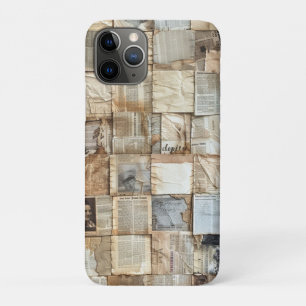 Vintage Newsprint & Parchment Collage iPhone 11 Pro Case
