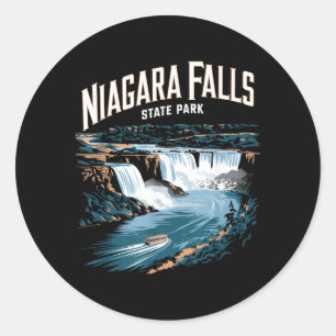 Vintage Niagara Falls State Park Boat Waterfall Classic Round Sticker