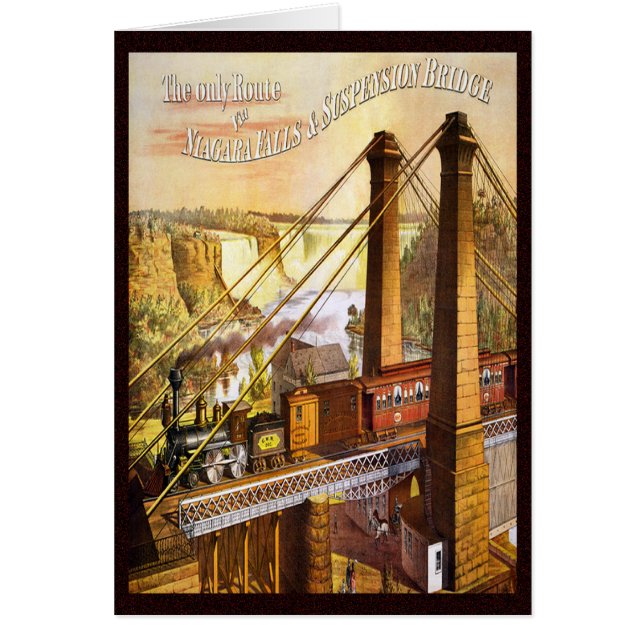Vintage Niagara Falls Train Bridge Greeting (Front)