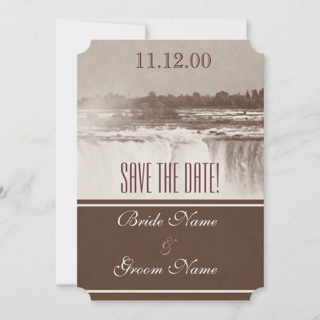 Vintage Niagara Falls wedding invite (Front)