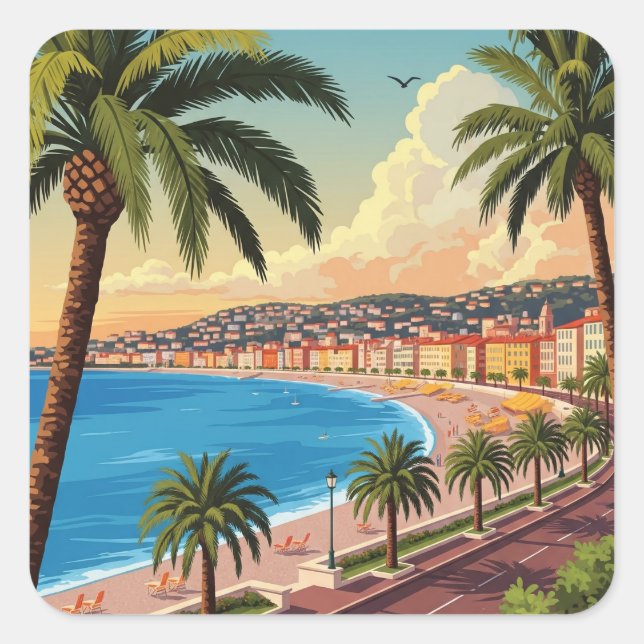 Vintage Nice France Travel Square Sticker (Front)