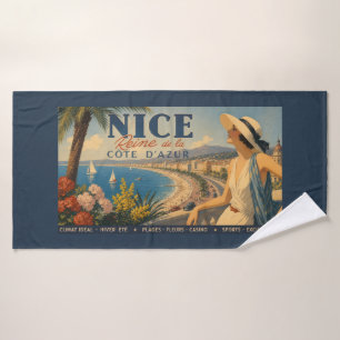 Vintage Nice Reine Cote D'Azur Bath Towel