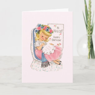 Vintage Niece Cross Stitch Birthday Card