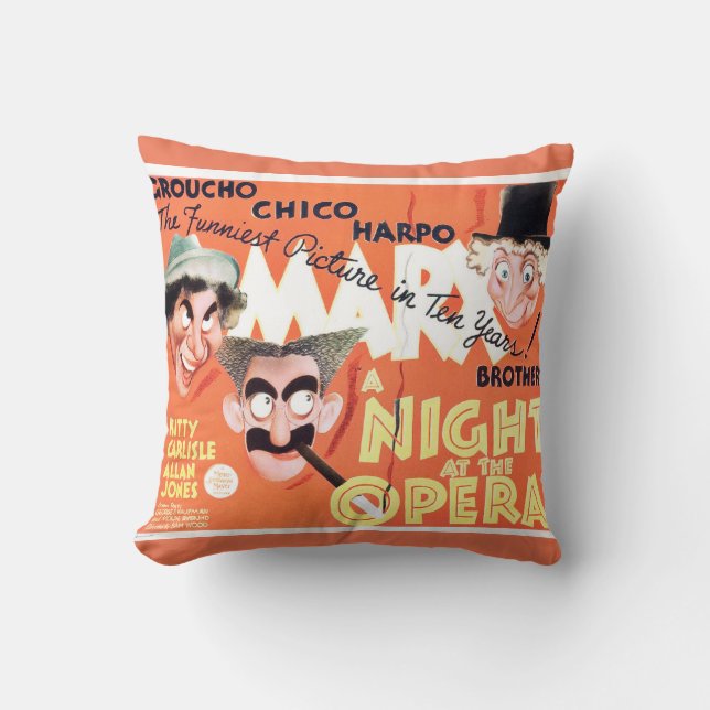 Vintage Night At The Opera Marx Brothers Pillow (Front)