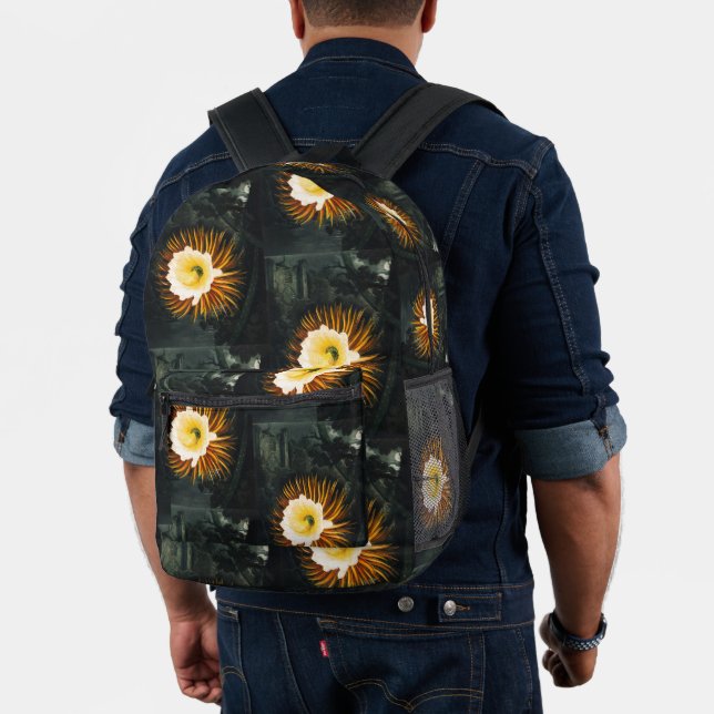 Vintage Night-Blowing Cereus Gothic Art Printed Backpack (Insitu (Model))