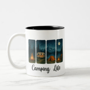 Vintage Night Camping Two-Tone Coffee Mug