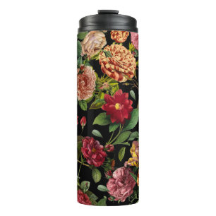 Vintage night floral garden pattern thermal tumbler