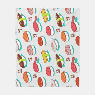 Vintage nigiri sushi, doodle pattern fleece blanket