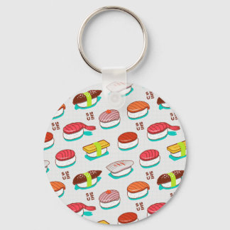 Vintage nigiri sushi, doodle pattern key ring