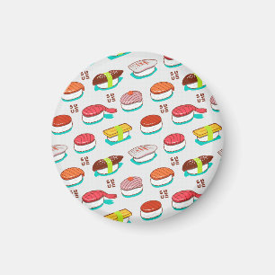 Vintage nigiri sushi, doodle pattern magnet