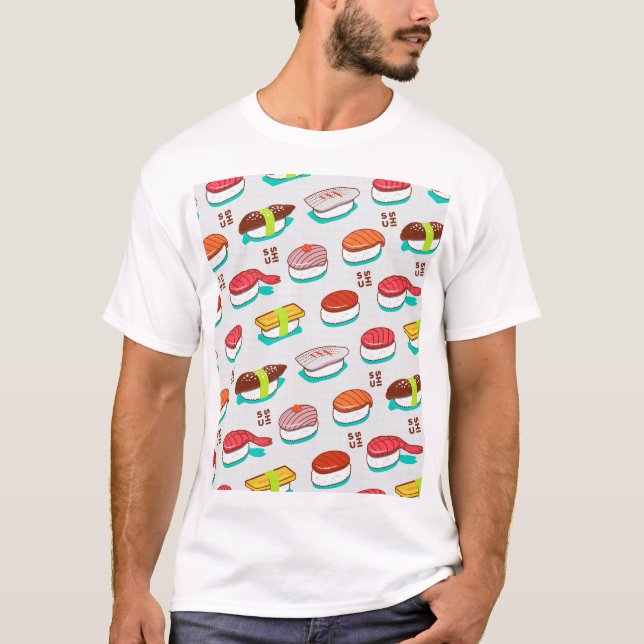 Vintage nigiri sushi, doodle pattern T-Shirt (Front)