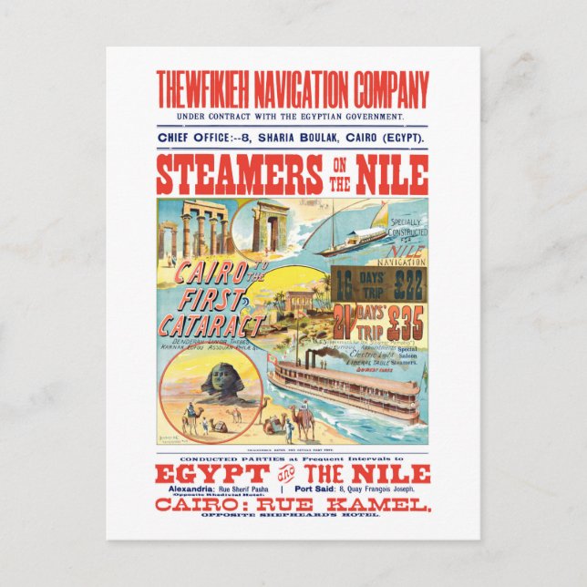 VINTAGE NILE STEAMBOAT POSTCARD (Front)