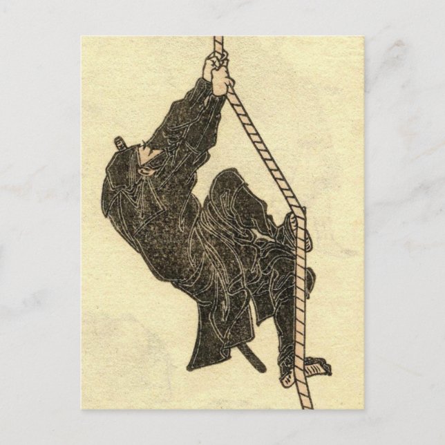 Vintage Ninja 1800's Manga by Hokusai Postcard (Front)