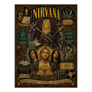 Vintage Nirvana Kurt Cobain Tribute Wall Art Poste