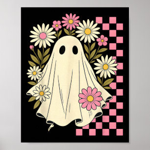 Vintage Nk Flowers Ghost Groovy Halloween Soky Gir Poster