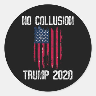 Vintage No Collusion Shirt Usa Flag Pro Trump T Sh Classic Round Sticker