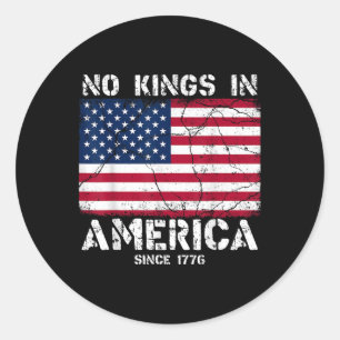 Vintage No Kings Since 1776 Usa 4th Of July Free Classic Round Sticker