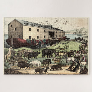 Vintage Noah's Ark by Currier & Ives Poster Jigsaw Puzzle