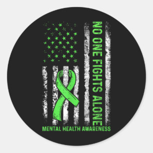 Vintage Nobody Fights Alone Mental Health Awarenes Classic Round Sticker
