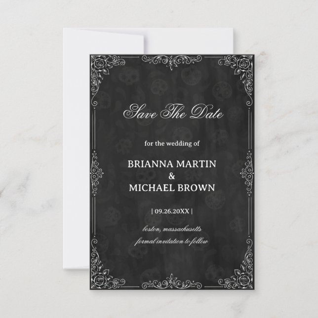 Vintage Noir Ornamental Save The Date (Front)