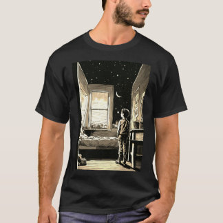 Vintage Noir Stargazer Art Design T-Shirt