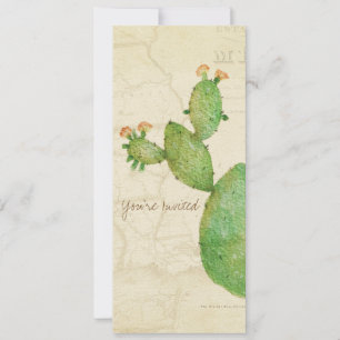 Vintage Nopal Cactus Watercolor Invitation