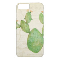 Vintage Nopal Cactus Watercolor iPhone Case