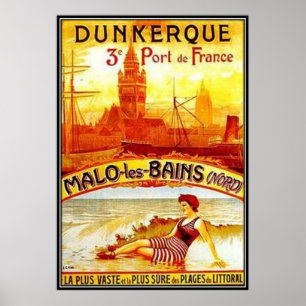 Vintage Nord-Pas-de-Calais, Dunkerque, France - Poster