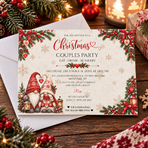 Vintage Nordic Christmas Couples Party Invitation