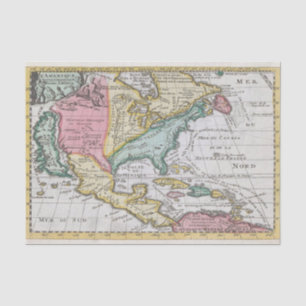 Vintage North America Map Kaart van Noord-Amerika Tissue Paper