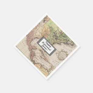 Vintage North America Map Personalised Retirement Napkin