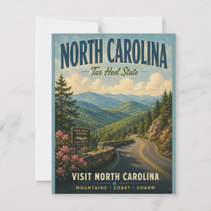 Vintage North Carolina Blue Ridge Parkway Scenic M Card