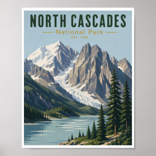 Vintage North Cascades National Park Travel Poster