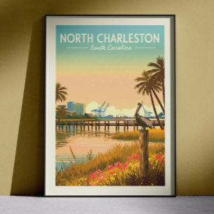 Vintage North Charleston North Carolina Poster