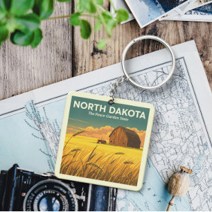 Vintage North Dakota Key Ring