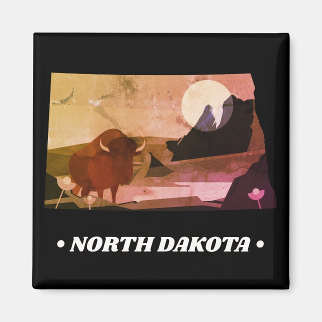 Vintage North Dakota State Magnet (Front)