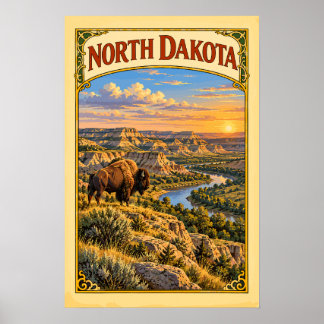 Vintage North Dakota Theodore Roosevelt National  Poster