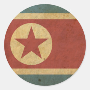Vintage North Korea Flag Classic Round Sticker