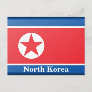 Vintage North Korea Flag Travel Tourism Postcard