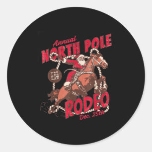 Vintage North Le Rodeo Cowboy Santa Country Christ Classic Round Sticker
