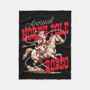 Vintage North Le Rodeo Cowboy Santa Country Christ Fleece Blanket