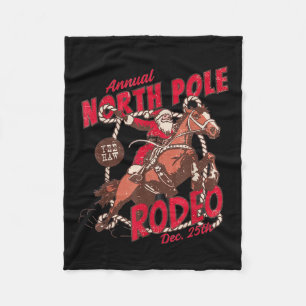 Vintage North Le Rodeo Cowboy Santa Country Christ Fleece Blanket