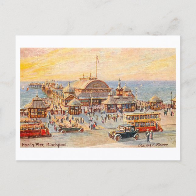 Vintage North Pier, Blackpool Postcard (Front)