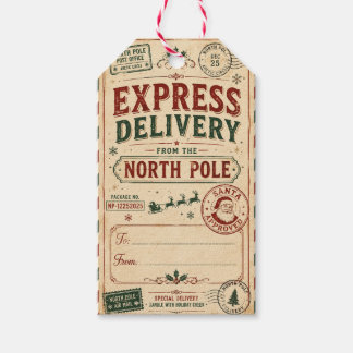 Vintage North Pole Express Shipping Label