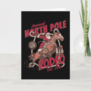 Vintage North Pole Rodeo Cowboy Santa Country Chri Card