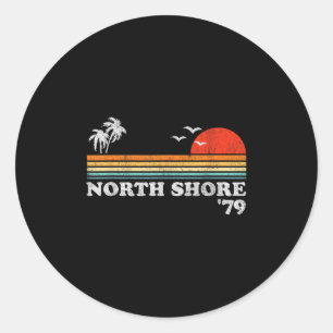 Vintage North Shore Hawaii Beach Retro Surfing 70s Classic Round Sticker